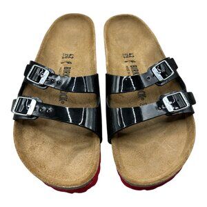 NIB Birkenstock Ibiza Patent Black, Red Sole Sandals, Womens 11 Mens 9, Narrow